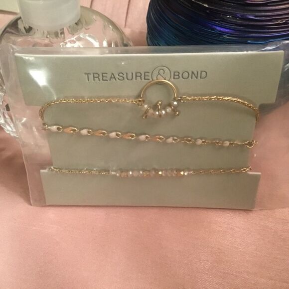 NWT Treasure Bond (Nordstrom) Set of 3 Adjustable Goldtone Bracelets - Picture 5 of 8
